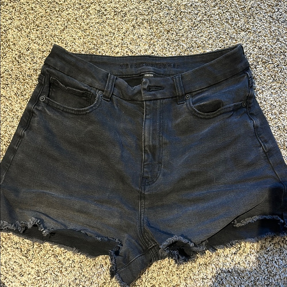 American Eagle Outfitters Black Jean Shorts High-Waisted Cut-Off